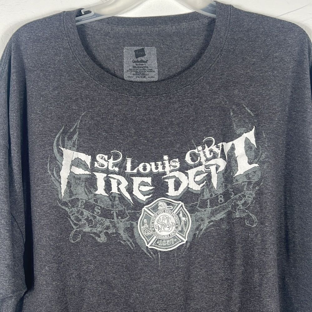 🔥🔥 ST. LOUIS FIRE DEPARTMENT Graphic Tee Charcoal Gray - Men Sz 2XL - PERFECT
